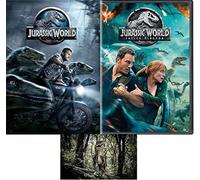 Jurassic World One 1 & Jurassic World Two 2 Fallen Kingdom Double Feature 2 DVD Set Chris Pratt Includes Velociraptor Glossy Print Art Card