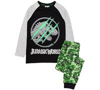 Jurassic World Pyjamas For Boys | Kids Camo T Shirt With Shorts OR Trousers Dinosaur PJs | Movie Merchandise 6-7 Years