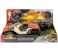Jurassic World Rebirth Launch 'N Battle Vehicle Set with Velociraptor Dinosaur