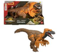 Mattel Jurassic World Rebirth Wild Roar Utahraptor Dinosaur Toy with Tail-Controlled Chomp Multi-Direction Attack & Sound, Posable & Digital Play, JGC80