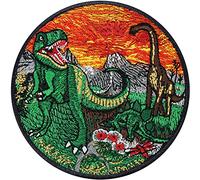 Jurassic World Sew on Patch - Volcano Landscape Dinosaur Iron on Patches for Paleontologists, Dinosaur Movies Fans - Designer Patches for Costumes - Applique for All Fabrics | 80X80 mm
