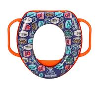Jurassic World Soft Padded Toddler Potty Training Toilet Seat with Handles | Lightweight, Soft & Comfortable Kids Toilet Seats, Portable for Travel & Easy to Clean | Oval Shaped Secure Fit