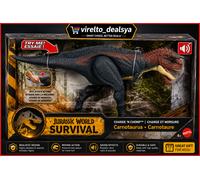 Mattel Jurassic World Dinosaur Action Figure, Running & Biting Carnotaurus with Roar Sounds, Charge N Chomp, Digital Play, JKG85