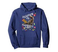 Jurassic World T-Rex Naughty List Pullover Hoodie, Adult Unisex, Navy Blue, Medium