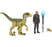Jurassic World Toys Dominion Human & Dino Pack Dr Ian Malcolm & Velociraptor & Accessories, Authentic Action Figures, Movable Joints, Ages 4 Year & Up, Multicolor, (HGP77)