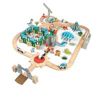 Jurassic World Toys - Wooden Track & Play Set -96 Piece Dinosaur Kit with 10 Dinosaurs, Magnetic Gates, Crane, Boat & Gyrosphere - Imaginative Play, FSC Certified, 3 Years and Up