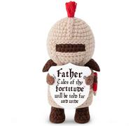 Juratar Fathers Day Birthday Gift for Dad, Handmade Crochet Medieval Knight with Shield Card, Dad Gifts from Daughter Son, Gothic Renaissance Decor for Dads Daddy