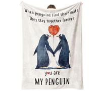 Juratar Gifts for Her Him, Wedding Anniversary Blanket Gift for Couple, Birthday Gifts for Wife Husband, I Love You Gift, Anniversary Presents for Boyfriend Girlfriend, Penguin Blanket 80 * 60in