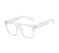 Jurchio Unisex Stylish Square Non-prescription Eyeglasses Glasses Flat Top Big Eyeglass Frames Large lens Clear Lens Eyewear (Transparent(blue light Blocker Lens))