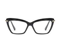 Jurchio Womens Cat Eye Reading Glasses Fashion Crystal Eyewear Frame (Black, 2, Dioptres)