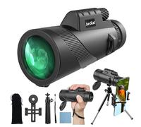 JurciCat 12-20X50 Optical zoom monocular binoculars HD telescope (Black and Green) Monocular with tripod and cell phone holder for stargazing hunting sports outdoors