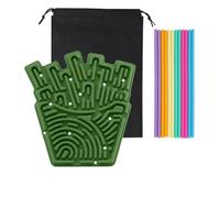 JurciCat Activity Board Sensory Toy Travel Bag & 12 Accessories Laces Sensory Board Silicone Sensory Board Double-Sided for Children 3 Years and Above Adults Activity Game (Army Green)