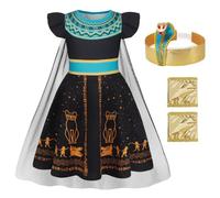 Jurebecia Ancient Egyptian Costume Girls Fancy Dress Kids Egyptian Queen Goddess Outfit for Halloween Cosplay Black 5-6 Years