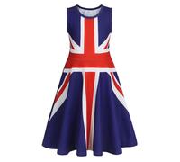 Jurebecia Childs Flag Print Dress Sleeveless Red White and Blue Flag Dresses Kids Festival Celebration Dress Clothes for Girls 10-11 Years