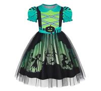 Jurebecia Girls Witch Costume Pumpkins Halloween Cosplay Outfits Kids Witch Theme Party Fancy Dress with Tulle 4-5 Years