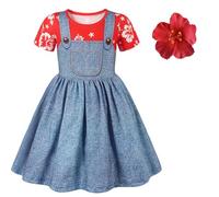 Jurebecia Hawaiian Dresses for Girls Red Flower Fancy Dress Kids Toddler Halloween Costumes Birthday Summer Party Cosplay Outfit Blue 3-4 Years