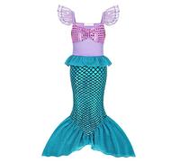 Jurebecia Mermaid Outfit for Kids Little Girls Mermaid Costume Dress Halloween Cosplay Outfit World Book Day Costumes for Girls Blue 5-6 Years