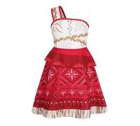 Jurebecia Princess Costumes for Girls Ocean Princess Dressing up One Shoulder Adventure Outfit Kids Halloween Costume World Book Day Costumes for Girls Red 8-9 Years