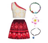 Jurebecia Princess Outfit For Girls Adventure Dress Up Toddler Princess Costume With Accessories One Shoulder Dress World Book Day Costumes for Girls Dark Red 3-4 Years