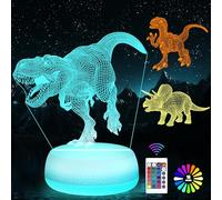 JURHHOEN Dinosaur Night Light, Night Light for Kids - Third-Generation 3D Acrylic Night Light, 16 Color Changing Lamp with 3 Dino Patterns Remote Control, Boys and Girls Gift for Birthday Christmas
