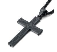 Jurikko Celtic Cross Necklace for Men Irish Knot Stainless Steel Infinity Silver/Gold/Black Men's Cross Pendant Necklace Rolo Chain 28''Cross Pendant Necklace Rolo Chain 24''/28'', M, Stainless Steel