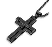 Jurikko Cross Necklace for Men 316L Stainless Steel Big Jesus Christ Silver/Gold/Black Men's Cross Pendant Necklace Rolo Chain, chain-28'', Stainless Steel, No Gemstone