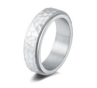 Jurikko Fidget Rings for Anxiety for Women Men Stainless Steel Silver/Gold/Black Anxiety Relieving Spinner Ring Hammered Finish, Stainless Steel, No Gemstone