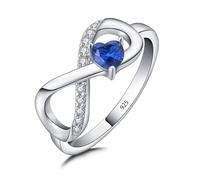 Jurikko Infinity Rings for Her 925 Sterling Silver Love Heart Engagement Rings for Women Anniversary Jewelry Gift Size 5-12, Metal, Cubic Zirconia