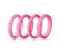 Jurikko Stackable Silicone Wedding Bands for Her - Comfortable Braided Thin Rubber Promise Rings - 4 Rings, Silicone, No Gemstone