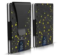 JURNETECH Magnetic Carbon Fiber Slim Wallet with Money Clip Airtag, RFID Blocking, AirTag Compatible, Metal, Magsafe compatible for Iphone 16 pro max (Airtag Money Clip, Gold), Gold, Regular Money