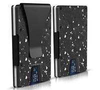 JURNETECH Magnetic Carbon Fiber Slim Wallet with Money Clip Airtag, RFID Blocking, AirTag Compatible, Metal, Magsafe compatible for Iphone 16 pro max (Airtag Money Clip, Gold), Silver, Regular Money