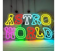 JURONGYILU Astro World Neon Sign Letter Neon Signs for Wall Decor Colorful Led Sign USB Powered Neon Lights for Bedroom Livingroom Bar Game Room Astronomy Club Party Teens Gifts