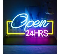JURONGYILU Open 24 Hrs Neon Sign Led Neon Lights for Wall Decor USB Light Up Signs for Business Bedroom Home Bar Shop Salon Hotel 15.7" x 8.2" Acrylic Neon Sign