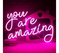 JURONGYILU You Are Amazing Neon Sign Pink Usb Word Neon Lights for Wall Decor Led Letter Light Up Sign for Bedroom Home Bar Man Cave Party Birthay Wedding Gifts