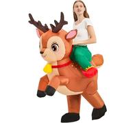JUROSAICA Inflatable Adult Deer/Reindeer/Elk Costume - Brown, Size L, Fits 5ft-6.2ft, For Women, Men, Teens - Christmas, Bachelor Party, Birthday, Halloween - Inflatable Adult Costume