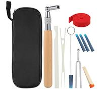 Juroupi 10pcs Piano Tuning Kit Professional Tuning Tools Set Tuning Wrench Long Handle Tuning Wrench Rubber Mutes Temperament Felt Strip Fork for Piano Tuner with Bag