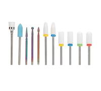 Juroupi 11pcs Tungsten Steel Nail Polishing Grinding Head Ceramic Nail Drill Bits Set Accessory