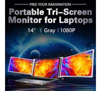 Juroupi 15.4 Inch Portable Triple-Screen Monitor Laptop Expansion Screen 1920 * 1080 Resolution Easy Installation for 15.6-17.3 Inch Laptop (14 inch)