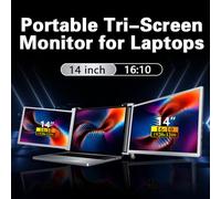 Juroupi 15.4 Inch Portable Triple-Screen Monitor Laptop Expansion Screen 1920 * 1080 Resolution Easy Installation for 15.6-17.3 Inch Laptop (14 inch)