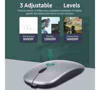 Juroupi 2.4G BT 5.0 Wireless Slim Rechargeable Mouse Less Noise 3 Adjustable Movement Speed 7-color Breathing Light for Laptop Computer, Black