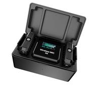 Juroupi 2.4GHz Wireless Lavalier Microphone System Clamp/Holder-on Microphone 100m Transmission Range Noise Reduction with Receiver + 2pcs Transmitters + Charging Box with TFT Screen +