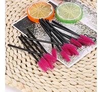 Juroupi 50Pcs/Set Disposable Eyelashes Brush Mascara Applicator Makeup Cosmetic Tool White Rose Red (Black Rose Red HJ002)