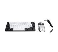 Juroupi 61 Key RGB Illuminated Keyboard with Mouse Multi Color LED Backlit Wired Gaming Keyboard for Tablet Laptop Black Center White Frame (White Center Black Frame)