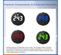 Juroupi 7-120VDC 0-120VDC Touching Control Voltage Meter with Low Voltage Alarm and Reverse Polarity Protecting Function Digital Display Colors Customizable (Juroupib5xg4toes2-GR)