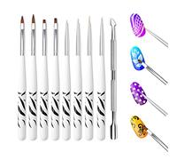 Juroupi 9PCS Nail Art Tools Polish Gel Liner Pen Nail Painting Pen Stainless Steel Double-ended Nail Pusher & Nail Trimmer Kit Anti-slip Manicure Pedicure Tool