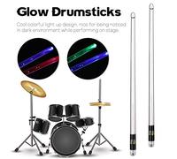 Juroupi A Pair of Glow Drumsticks 15-Colors Light Drumstick Light Up Drumsticks Jazz Drumstick Drum Accessories