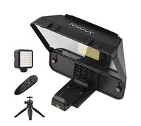 Juroupi A10 Portable Smartphone DSLR Camera Teleprompter Prompter Kit with Phone Holder LED Fill Light Desktop Tripod Remote Control for Vlog Video Recording Live Streaming