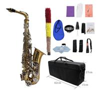 Juroupi Alto Saxophone Sax Glossy Brass Engraved Eb E-Flat White Shell Button Wind Instrument with Case Mute Gloves Cleaning Cloth Belt Brush