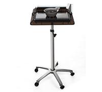 Juroupi Aluminum Alloy Hair Extension Tray Salon Tray Wig Stand with Comb-teeth Around Adjustable Height Movable Rolling Tray Instrument Storage Cart Station for Hair