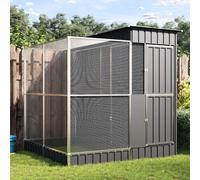 Juroupi Aviary with Extension Silver 209x203x216 cm Steel,Aviary,Birdcage,Bird Aviary Outdoor,Outdoor Aviary-3216426